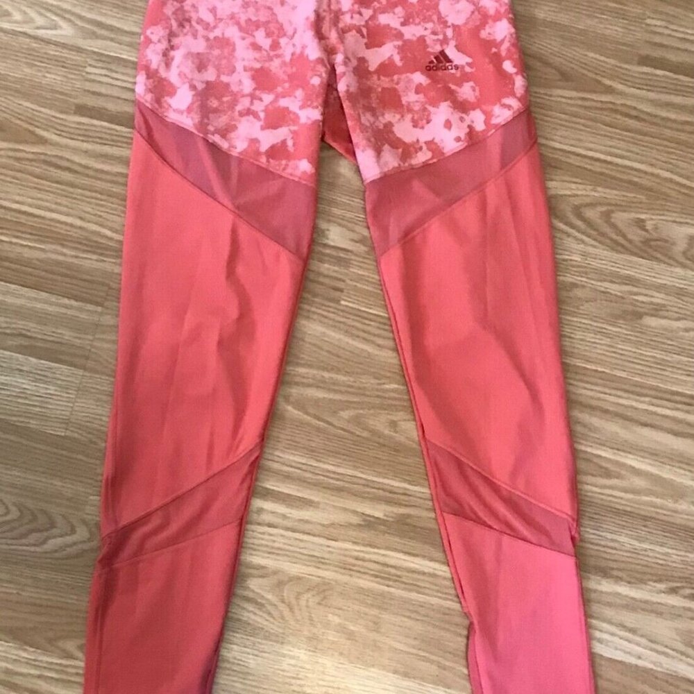 Leggings Adidas Climalite Running Orange Coral Pants Size M Yoga Exercise Ankle